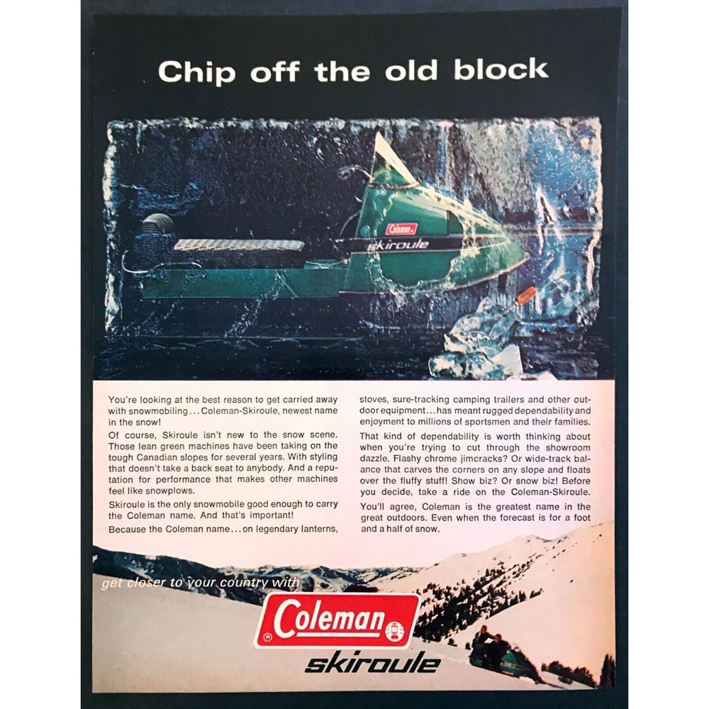 1971 Coleman Skiroule Snowmobile photo "Newest Name in Snow" vintage print ad